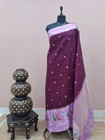 Dark Wine Silk Kota Saree