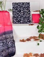 Navy Blue floral printed cotton dress material