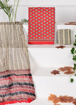 Fire Red with Black flower printed cotton dress material
