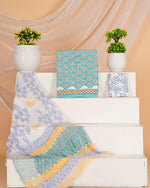 Marine Blue with Purple floral printed cotton dress material