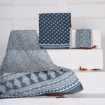 Metal Grey with Grey,White flower motifs on the cotton dress material