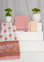 Peach cotton dress material