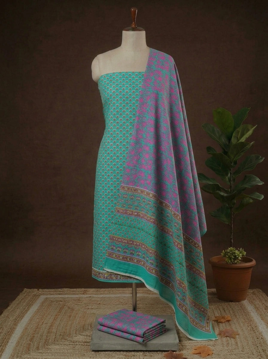 Rama Green cotton dress material