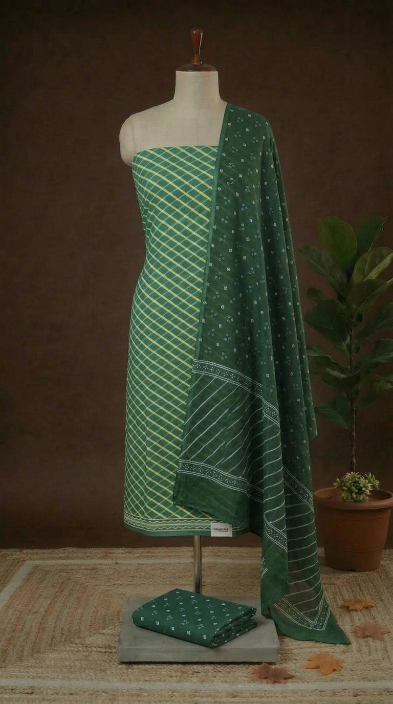  Shop Dark Green cotton dress material online 