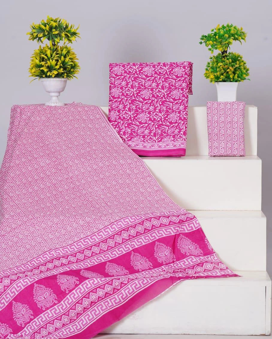 Neon Pink cotton dress material