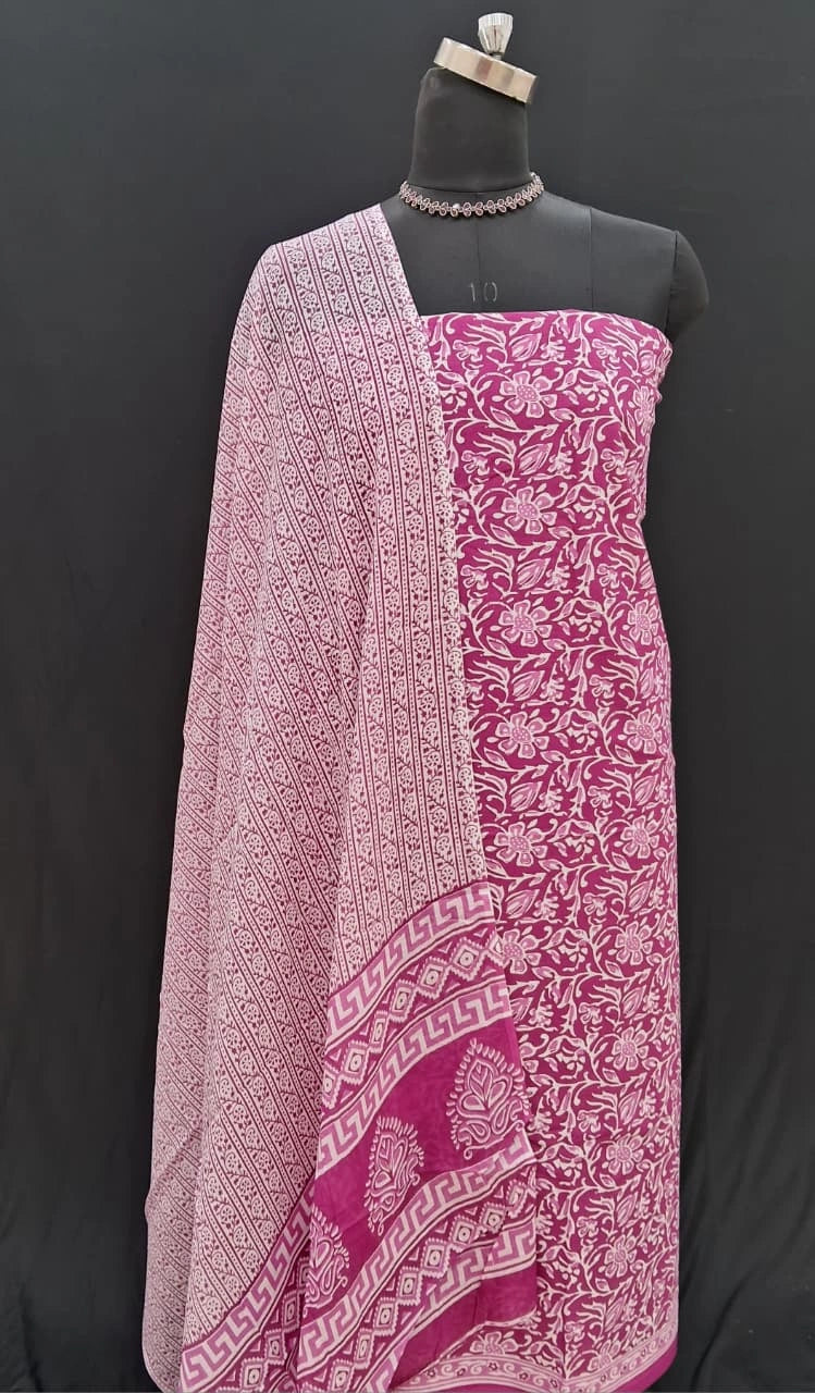 Shop Pure Neon Pink cotton dress material online 