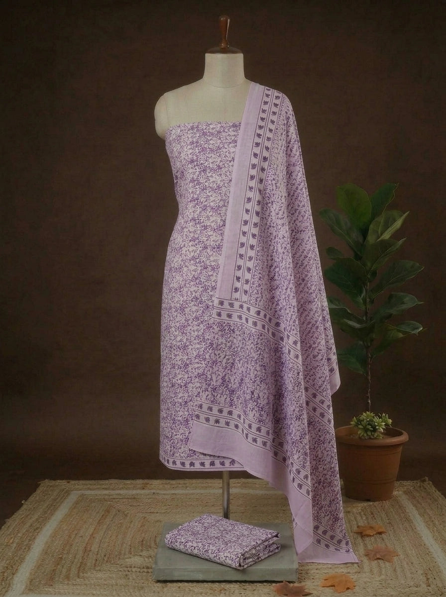 Light lavender cotton dress material