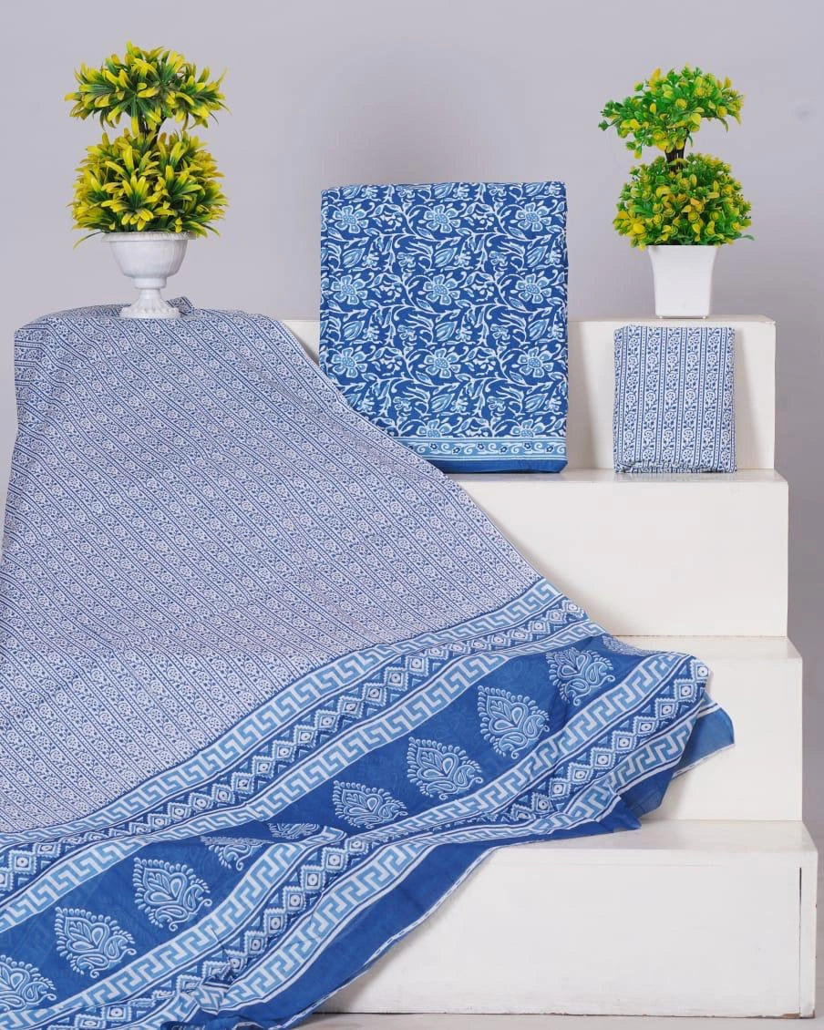 Blue cotton dress material
