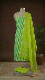 Buy Parrot green cotton dress material online 