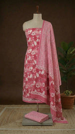 Pure Dark peach cotton dress material online at best prices 