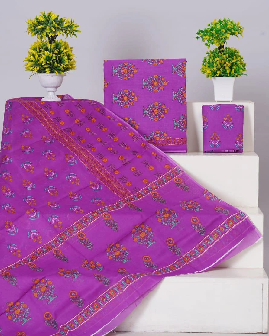Mauve Purple cotton dress material