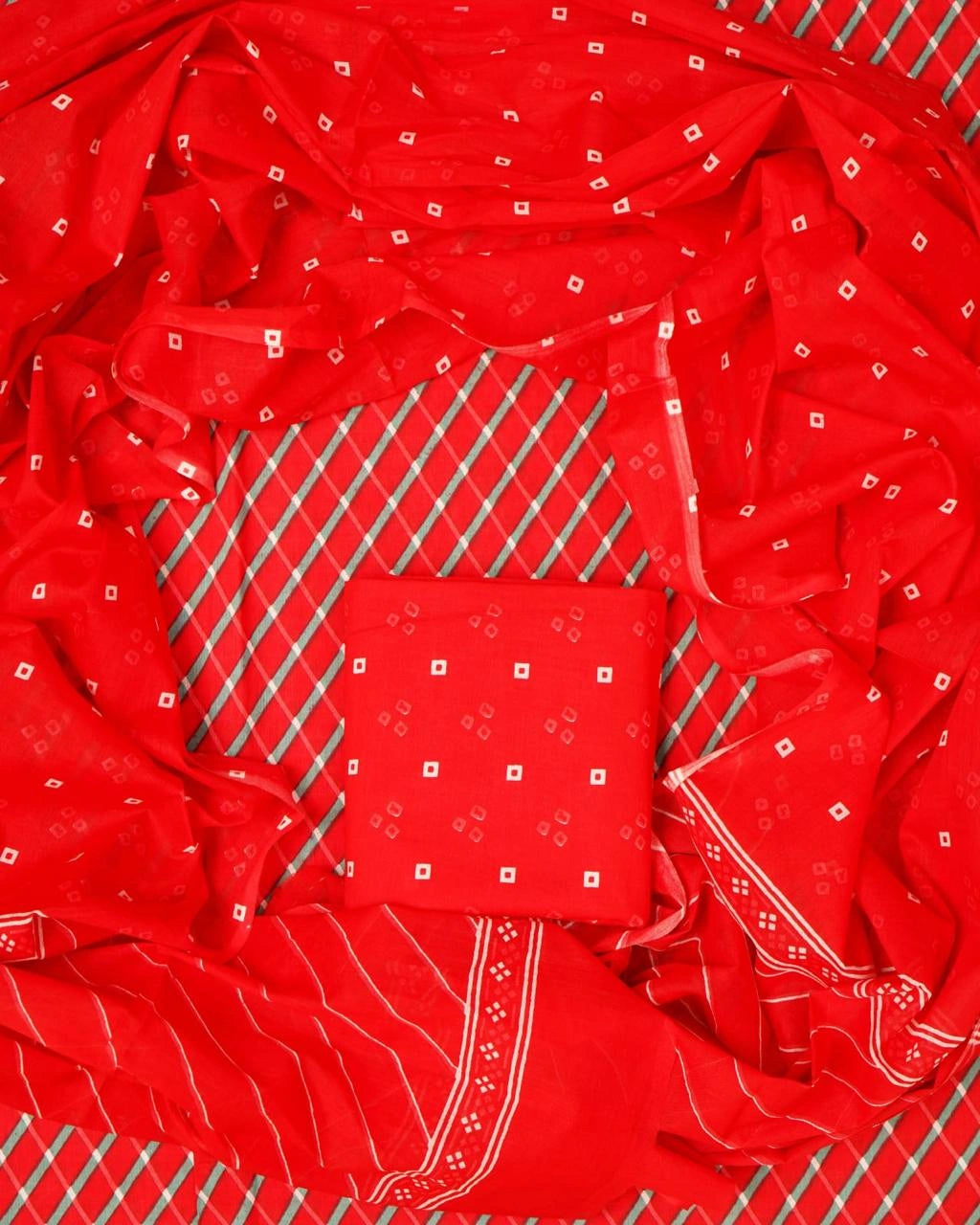 Candy red cotton dress material