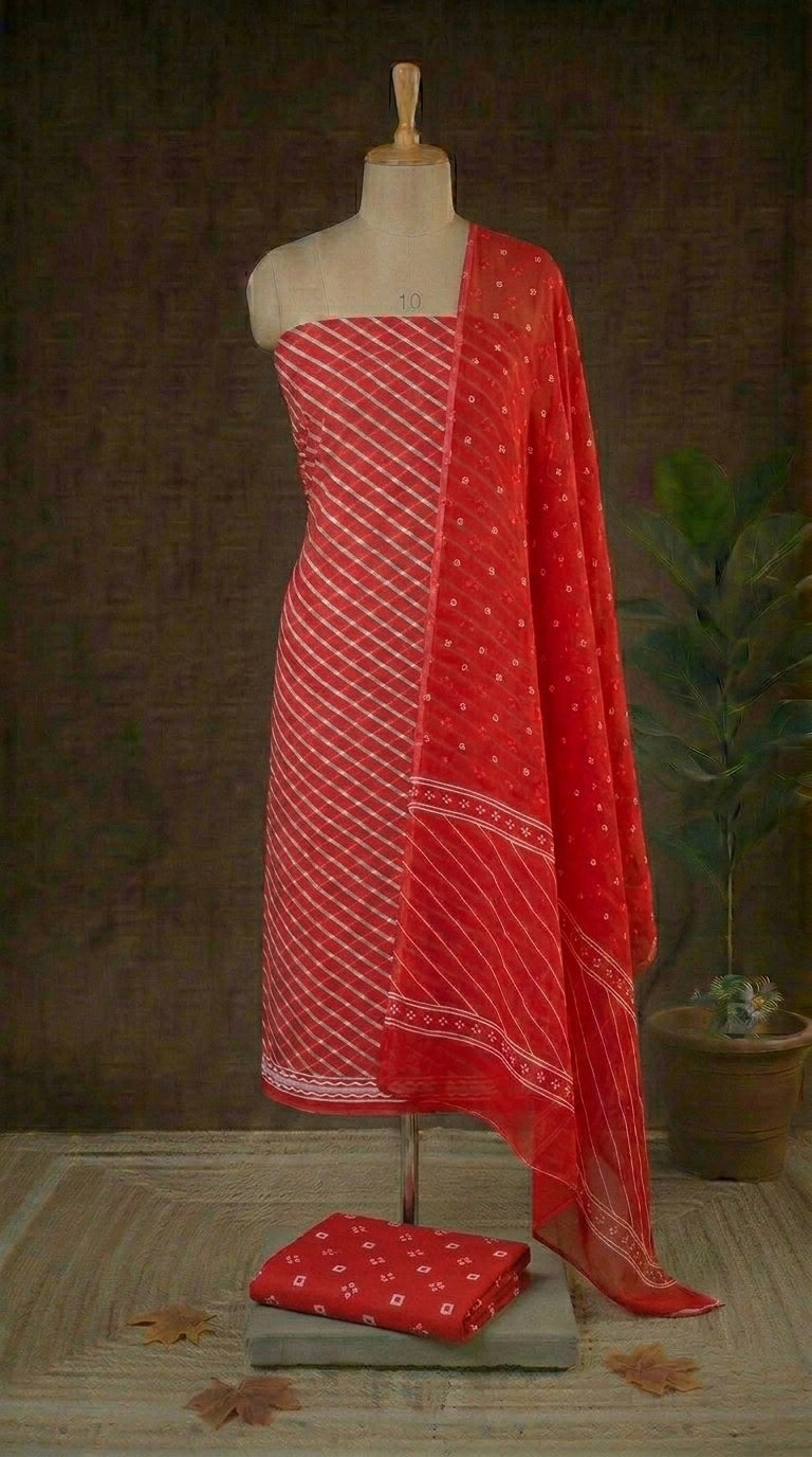 Shop Pure Candy red cotton dress material online 