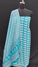 Sky blue cotton dress material