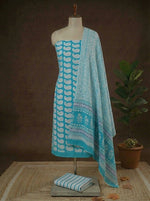 Sky blue cotton dress material