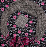 Shop Black Cotton Dress Material with Pink and Sky Blue Floral Prints 