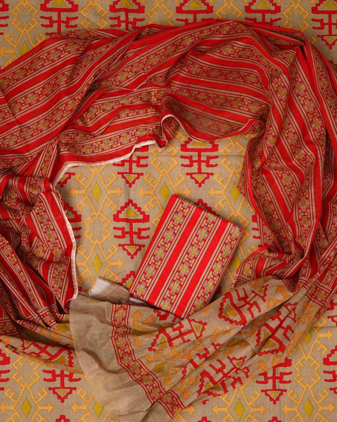 Light beige cotton dress material