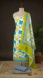 Shop Elegant Pearl White Cotton dress material online 