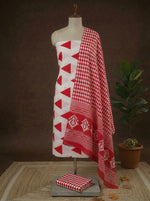 Pure Essence White Cotton Dress Material Online 
