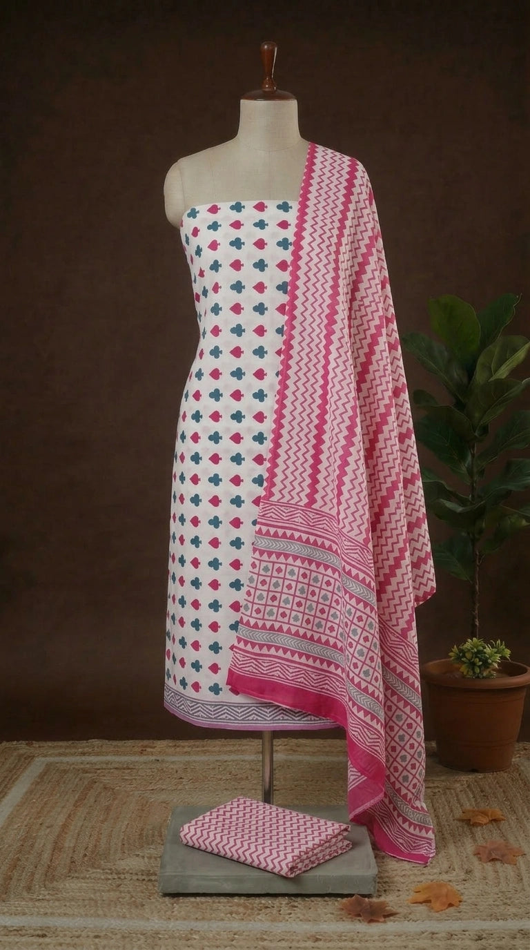 Shop Eternal White Soft Cotton dress material online at the best price  