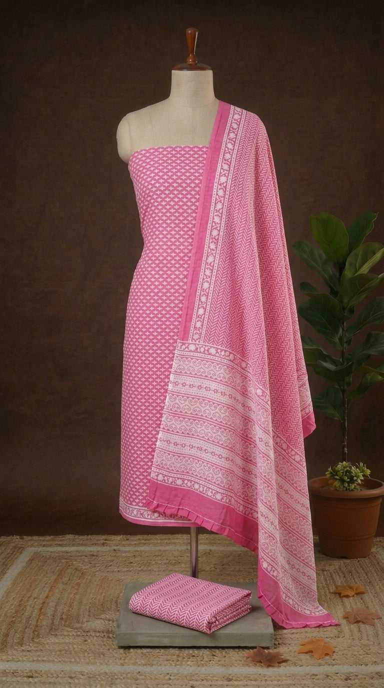 Buy Light Pink cotton dress material online