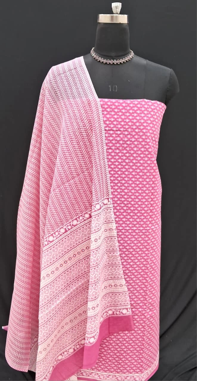 Buy Light Pink cotton dress material online 