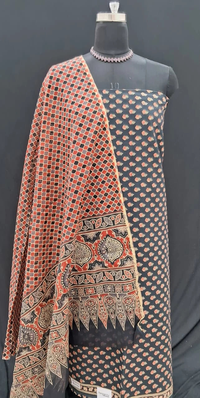 Buy Pure Classic Black Cotton dress material online 