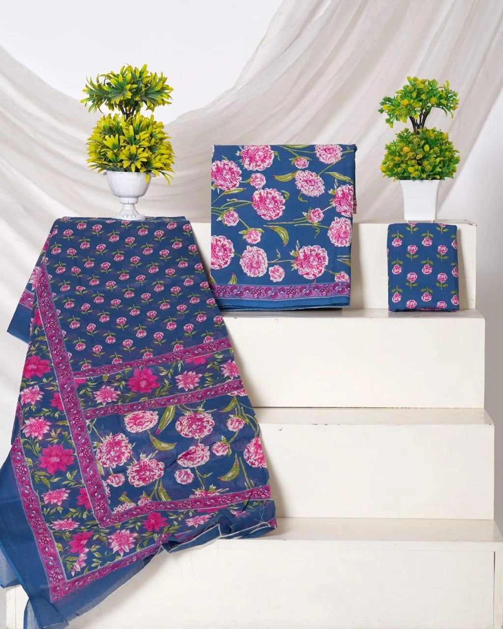 Royal blue cotton dress material 1