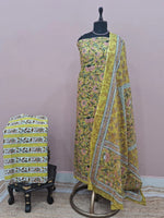 Olive Green Cotton Dress Material 