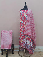 Dark Pink Cotton Dress Material