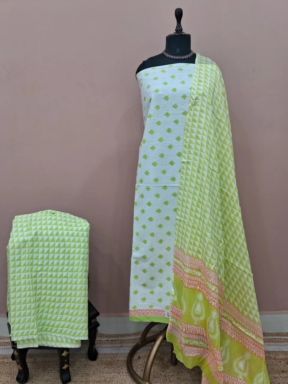 White Cotton Dress Material