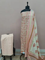 Cream Cotton Dress Material 