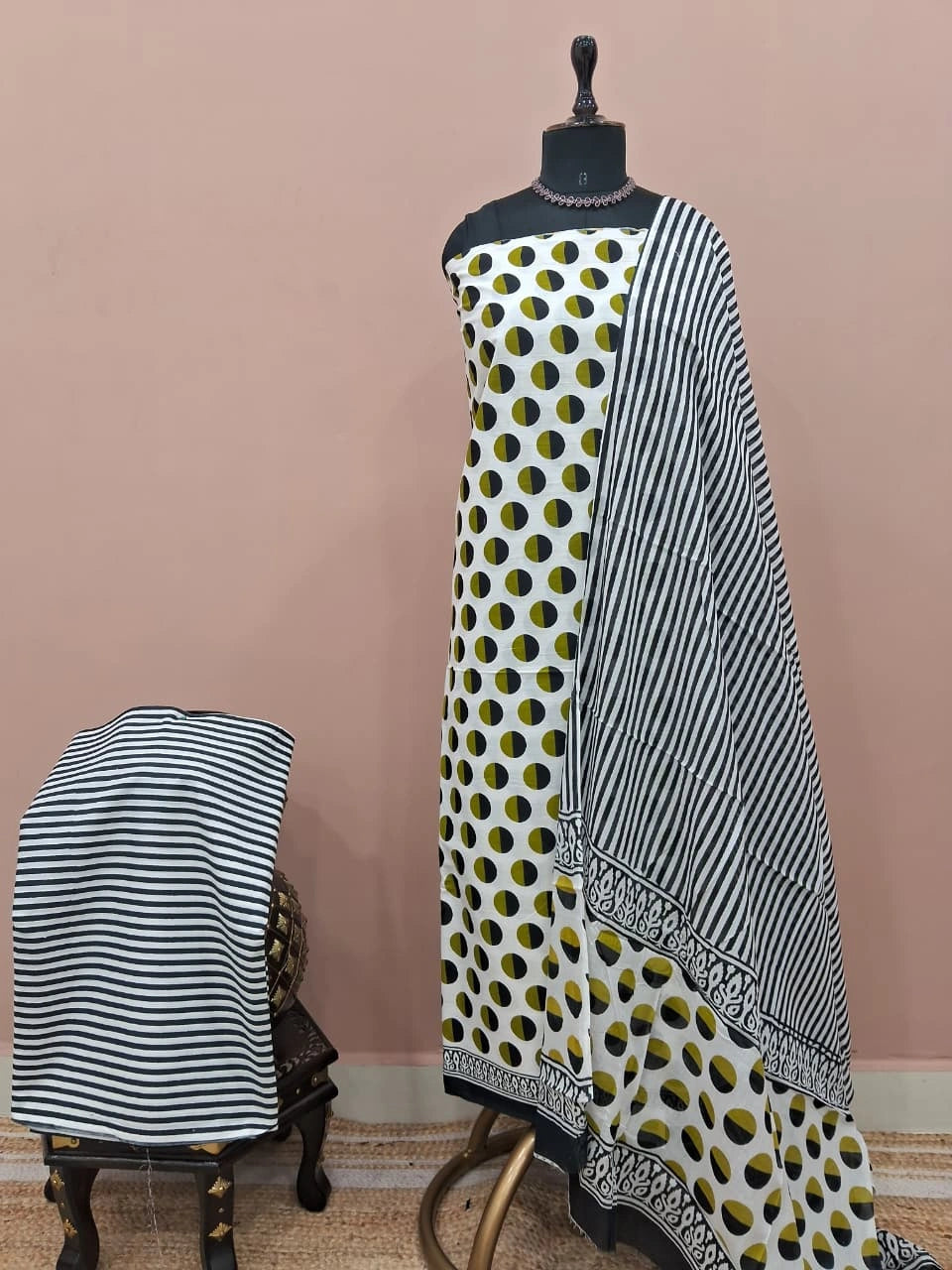 Pure White Cotton Dress Material