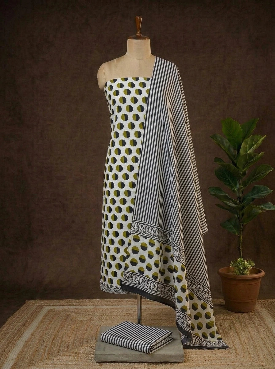 Pure White Cotton Dress Material