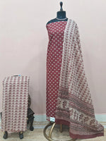 Brick Red Cotton Dress Material 
