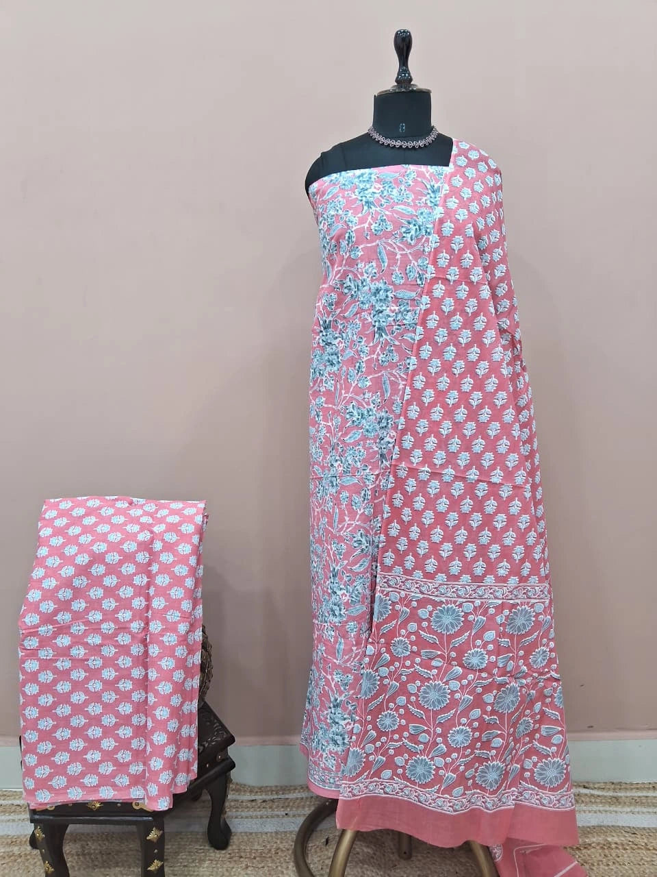 Light Pink Cotton Dress Material