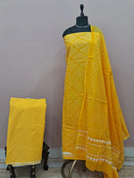 Mango Yellow Cotton Dress Material 