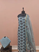 Metal Grey Cotton Dress Material