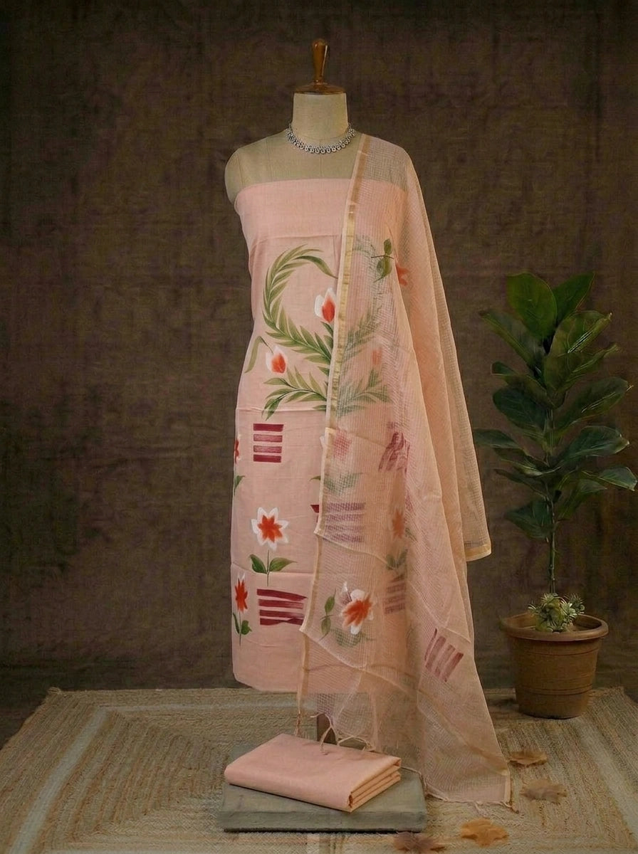 Beige Cotton Dress Material