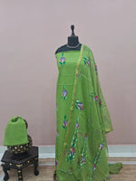 Parrot Green Cotton Dress Material