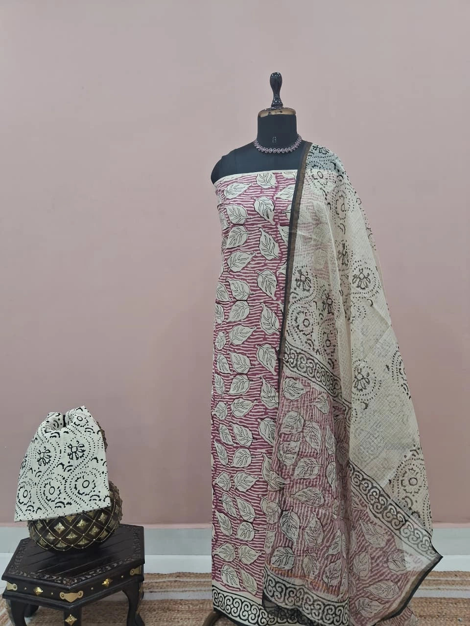 Light Onion Pink Cotton Dress Material