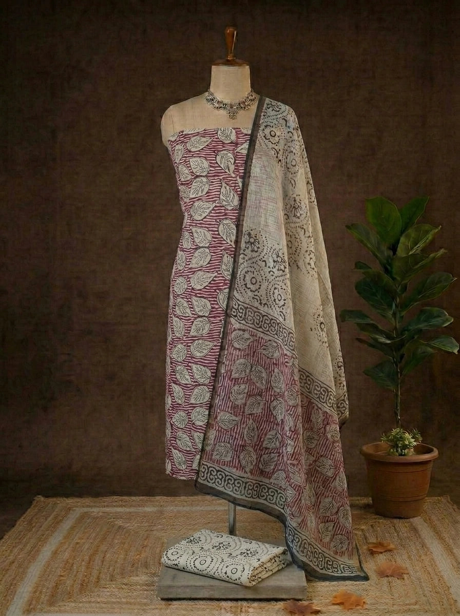 Light Onion Pink Cotton Dress Material