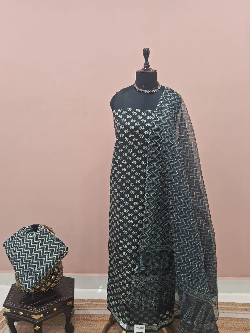 Black Cotton Dress Material