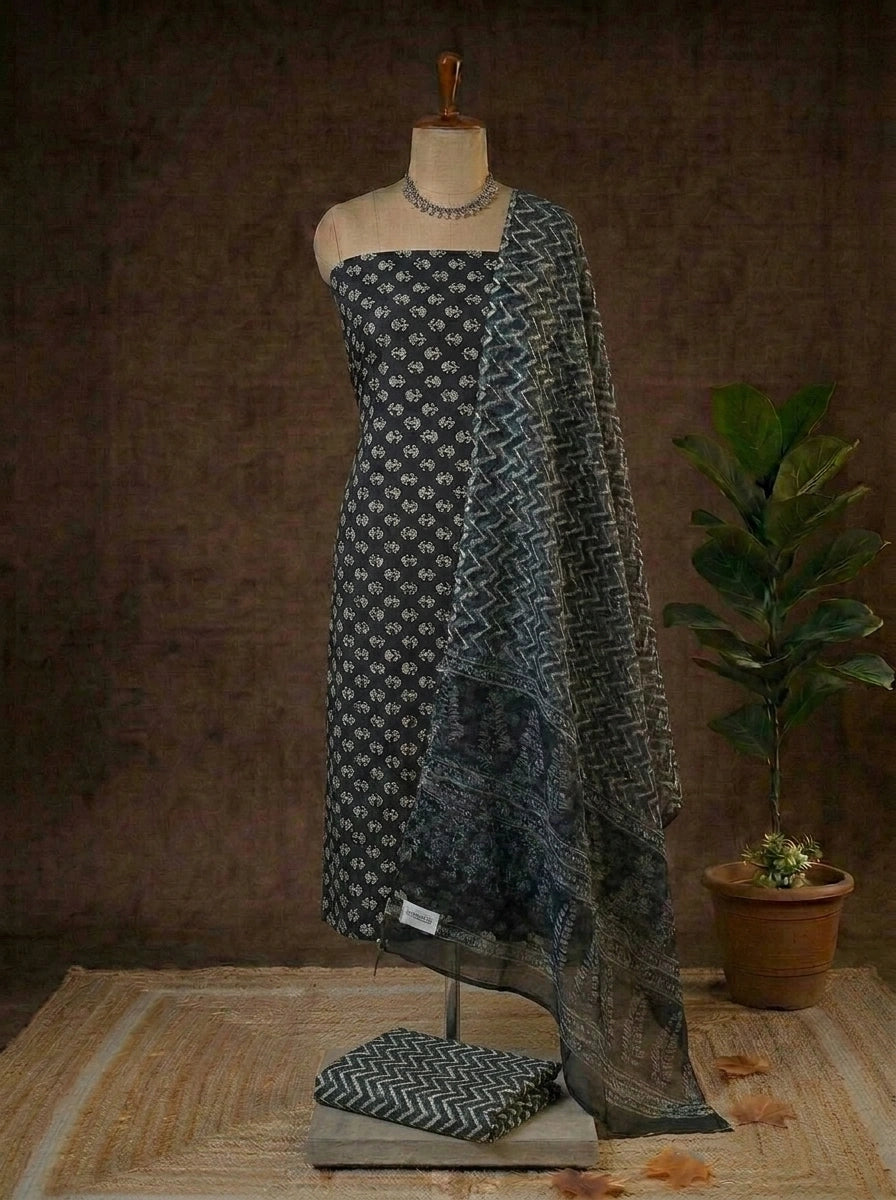 Black Cotton Dress Material