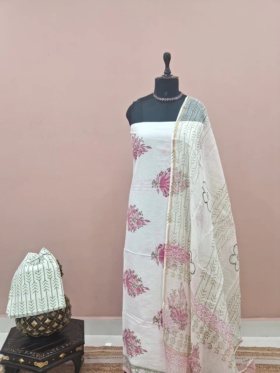 White Cotton Dress Material