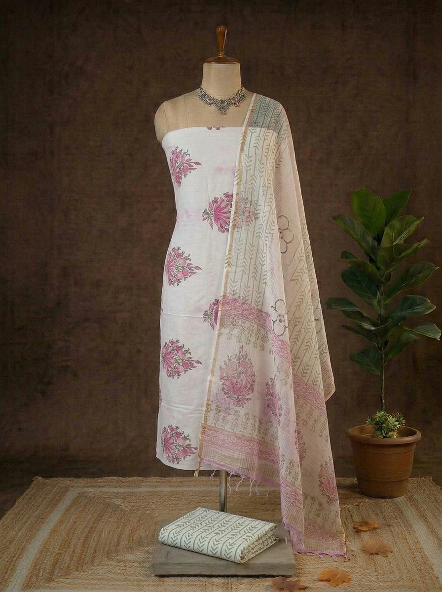 White Cotton Dress Material