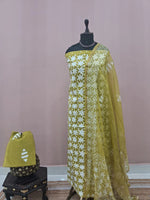 Olive Green Cotton Dress Material