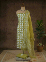 Olive Green Cotton Dress Material