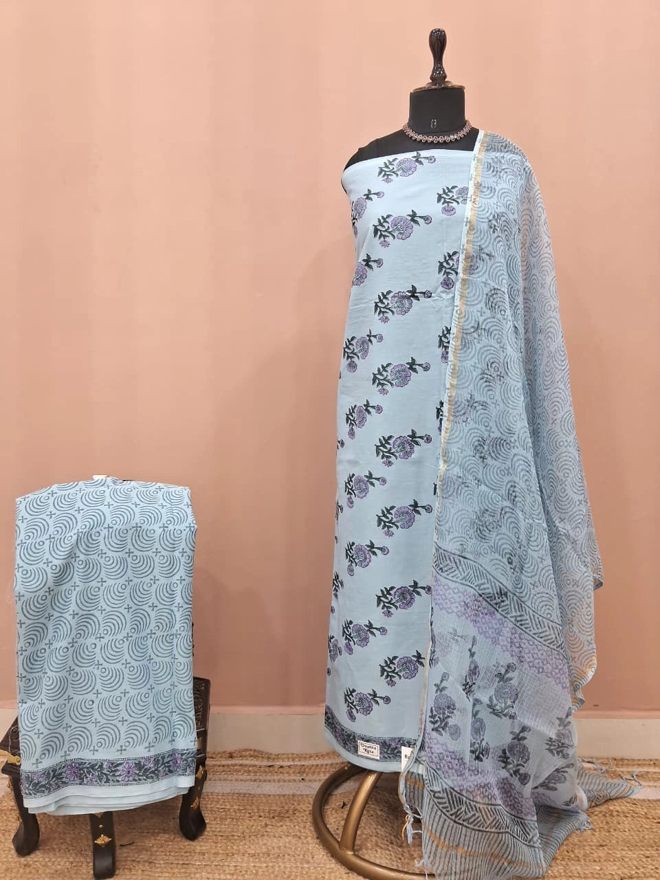 Light Grey Cotton Dress Material