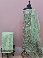 Pista Green Cotton Dress Material 